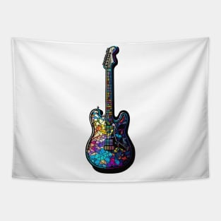 Vintage Stained Glass Guitar Gifts Guitarist Concert Guitar Tapestry