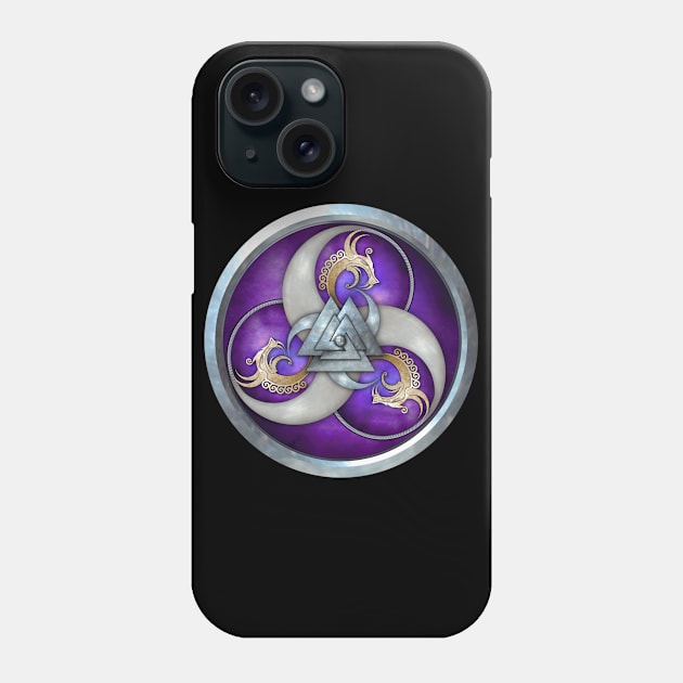 Purple Norse Triple Dragons Shield Phone Case by NaumaddicArts