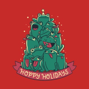 Funny Animal Christmas - Hoppy Holidays Frogs T-Shirt