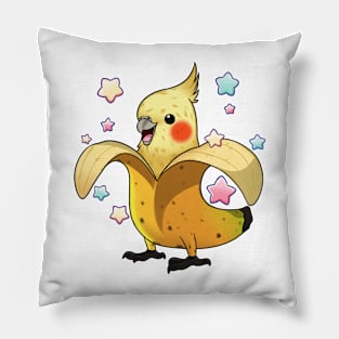 Tropical Fusion: Banana Cockatiel Delight Pillow