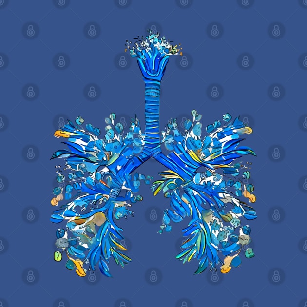 Blue Lungs with leaves and flowers by Collagedream