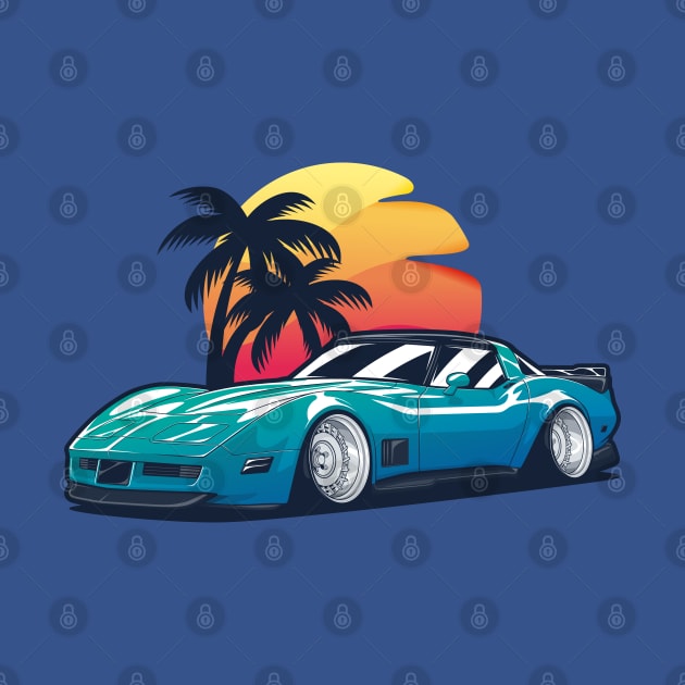 Blue Corvette C3 Sunset by KaroCars