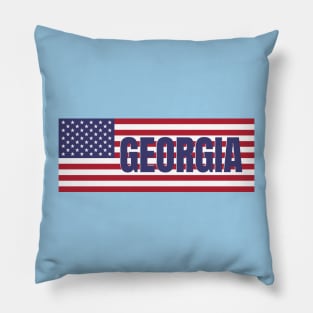 Georgia State in American Flag Pillow