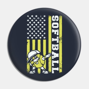 Softball American Flag Pin