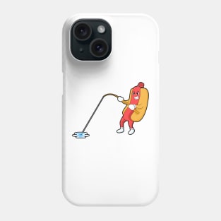 Hotdog at Fishing with Fishing rod Phone Case