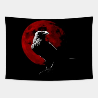 Blood Moon Raven Tapestry