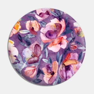 May Afternoon - a watercolor floral in purple and peach Pin