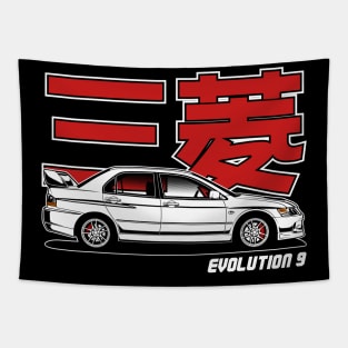 Lancer Evolution 9 White Print Tapestry