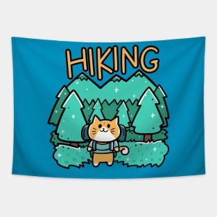 Cat Hiking Tapestry