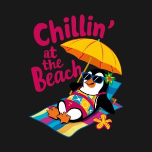 Chillin’ at the Beach Funny Penguin Vacation T-Shirt