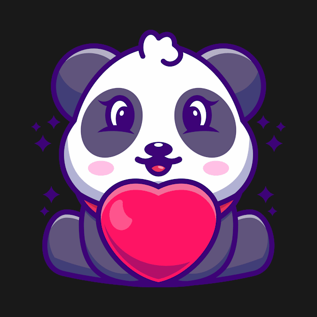 Cute baby panda cartoon with love by Wawadzgnstuff