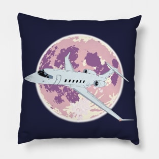 Bombardier Challenger 350 Jet Full Moon Pillow