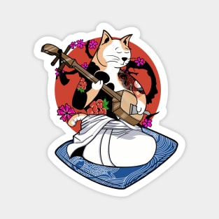 Shamisen Cat Magnet