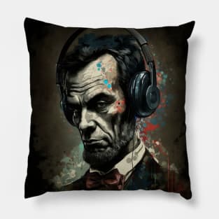 Lincoln with Headphones II Pillow