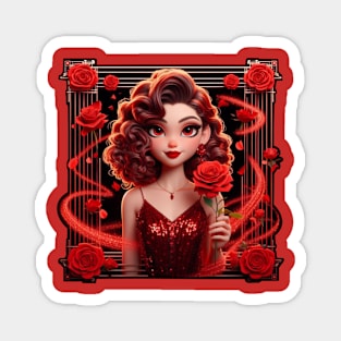 Valentine's Rose Beauty Magnet