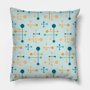 Mid Century Atomic Age Pattern 36 Aqua, Teal, Orange Pillow