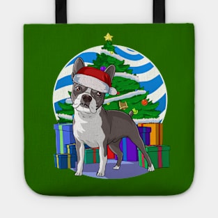 Boston Terrier Cute Santa Christmas Gift Tote