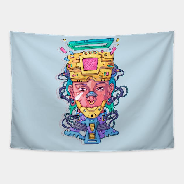 face futuristic style Tapestry by Mako Design 