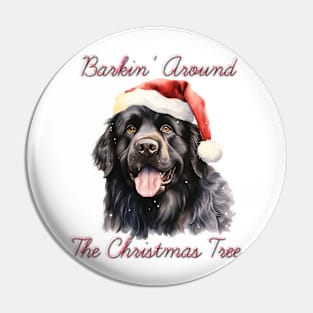 Christmas Newfoundland Dog in Santa Hat Pin