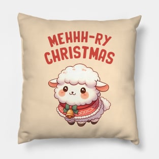Mehhh Ry Christmas Cute Sheep Pillow