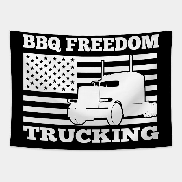 BBQ Freedom Trucking 4th July Patriotic USA Flag Tapestry by Jas-Kei Designs