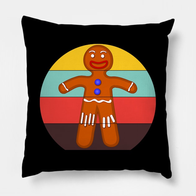 Gingerbread Retro Vintage Sweet Cookie Foodie Design Pillow by CoolFoodiesMerch