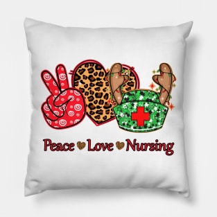 Peace Love Nursing Chirstmas Pillow