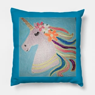 Unicorn with Flowers Pillow