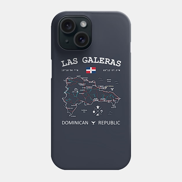 Las Galeras Dominican Republic Flag Travel Map Coordinates GPS Phone Case by French Salsa