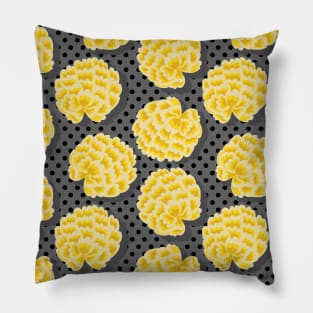 Yellow Large Peonies Flower Modern Pillow