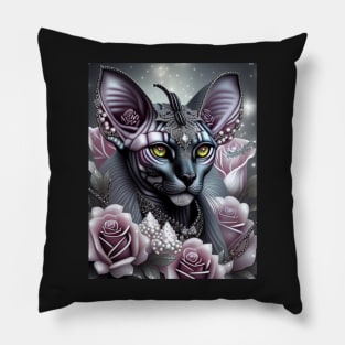 Fantasy Sphynx Cat Dazzles in Pearls Pillow