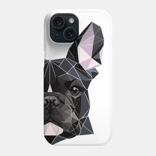 French Bulldog Geometric Portrait - Black Phone Case