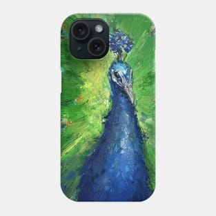 Grungy Semi Abstract Peacock Painting Phone Case