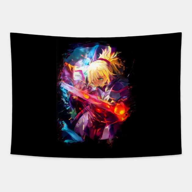 Neon knight Saber Tapestry by hustlart