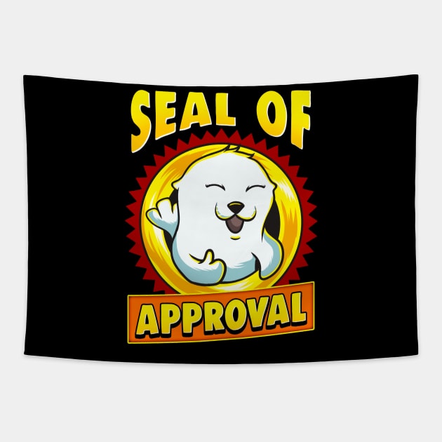 Cute & Funny Seal Of Approval Baby Seal Cub Pun Tapestry by theperfectpresents