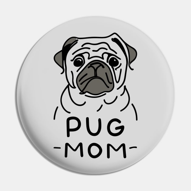 Cute Pug Mom Illustration Pin by ravensart