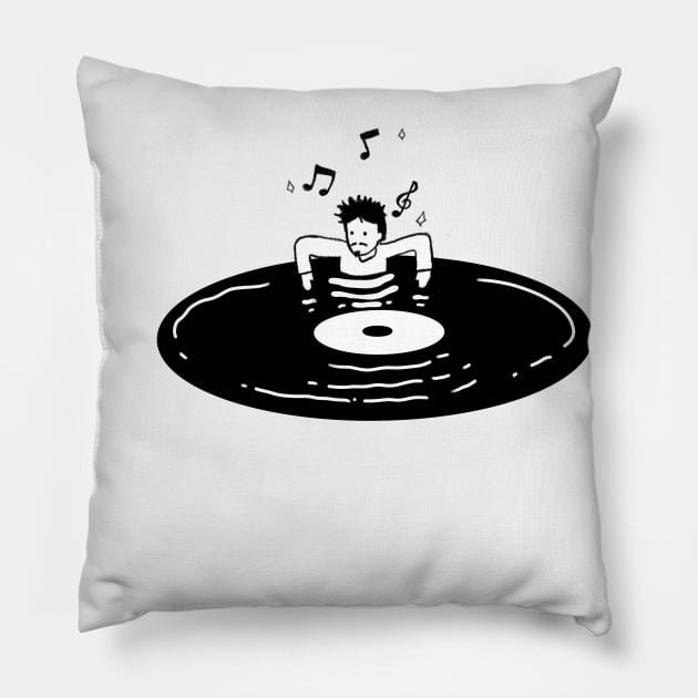 Vinyl record lover Pillow by One line one love