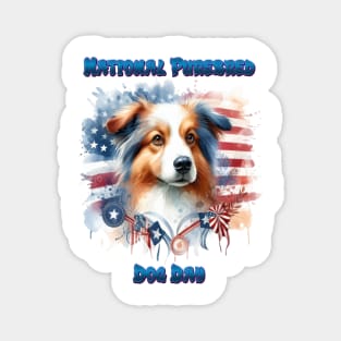 Collie Dog with American Flag Magnet