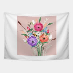 Rose Gold Floral Bouquet Tapestry