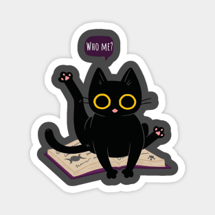 Who Me? Cat on book Magnet