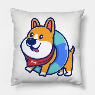 Cute Corgi With Swim Ring Pillow