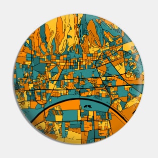 Zagreb Map Pattern in Orange & Teal Pin