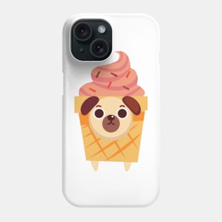 Pug Dog and Ice Cream Cone Phone Case