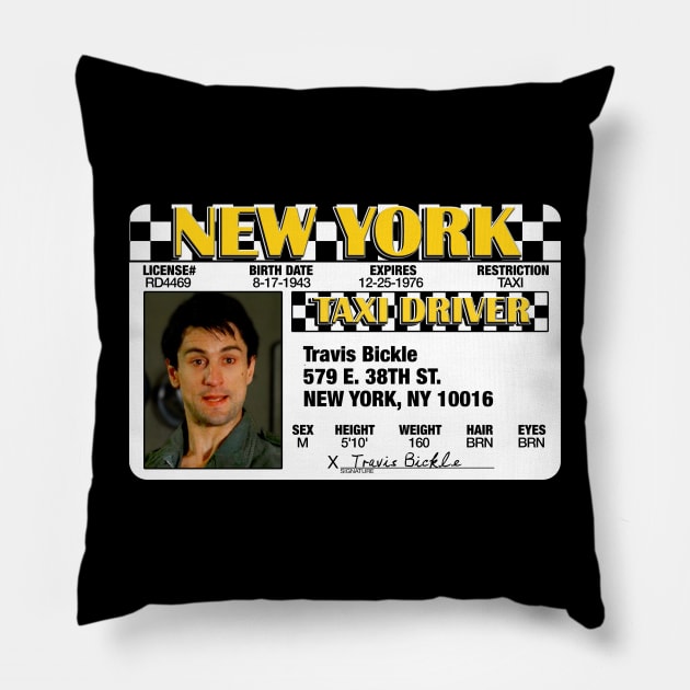 Travis Bickle Taxi License Pillow by darklordpug