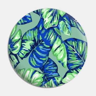 Tropical Leaves Of Banana and Monstera Blue Green Cut Out 2 Pin