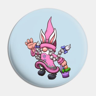 Female Hopping Easter Gnome With Basket Pin