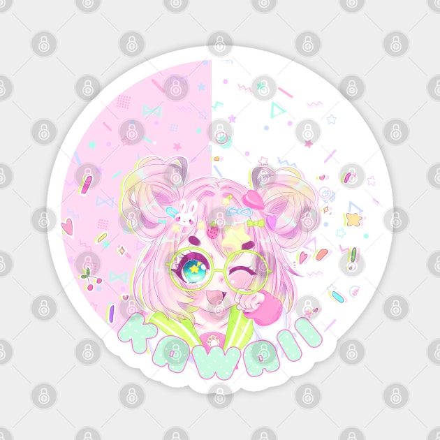 Kawaii girl Design Magnet by cremebunny