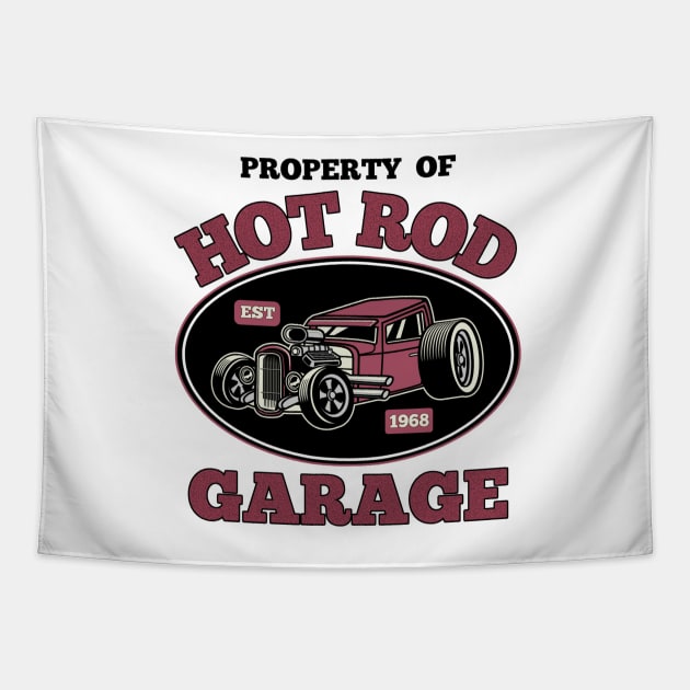 Property of Hot Rod Garage Tapestry by Wilcox PhotoArt