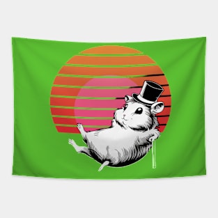 Cute retro hamster vintage sunset hat Tapestry