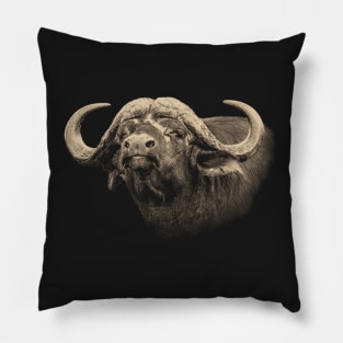 Buffalo Head in Vintage Sepia Pillow